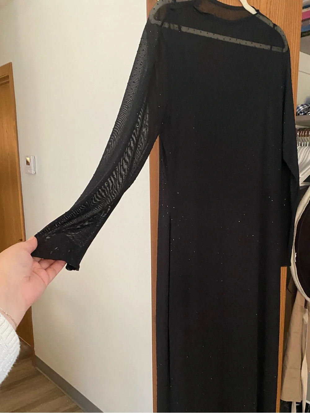 Abercrombie & Fitch Black Sheer-Overlay Maxi Dress